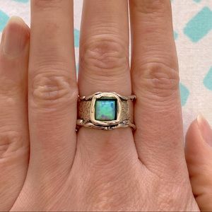 Blue Opal Sterling Silver Ring